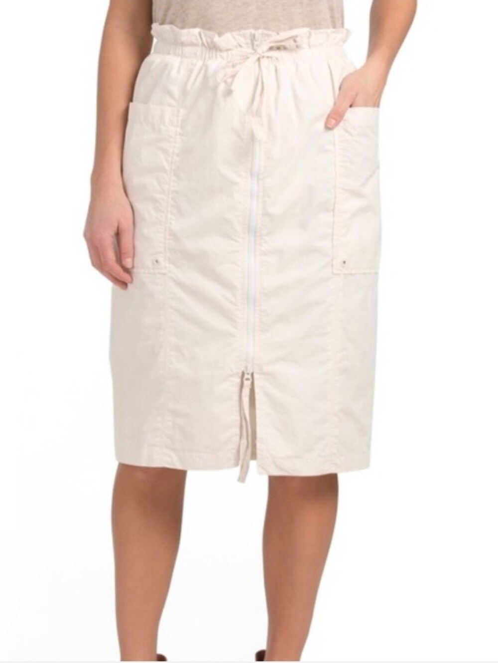 Free People "Just The Girl" Parachute Utility Skirt With Paperbag Waist In Ivory